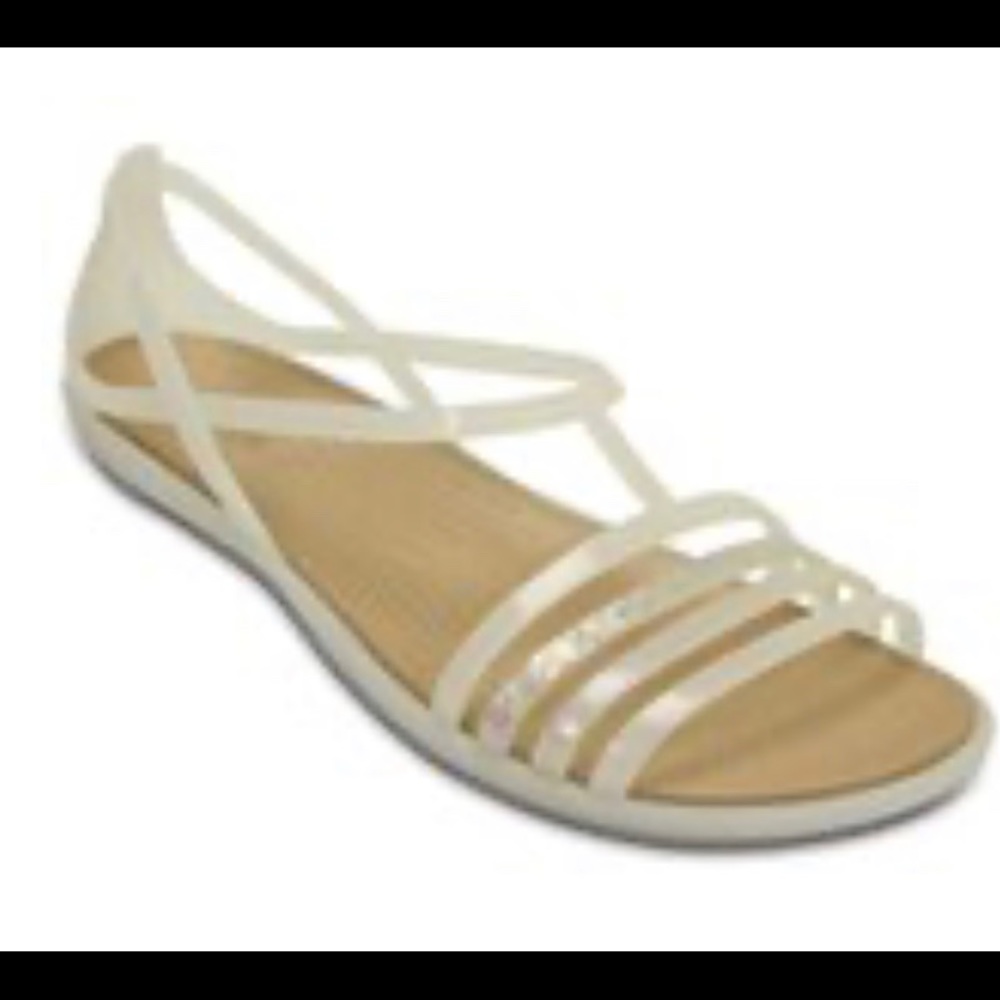 Crocs Isabella Oyster Ivory Jelly Strappy Flats